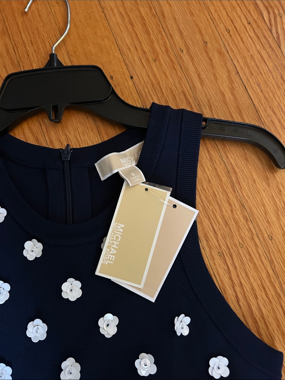 MICHAEL Michael Kors Navy Midi Sheath with White Floral Details - Picture 2 of 3